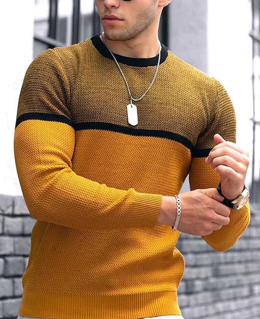 Casual Colorblock Crew Neck Top